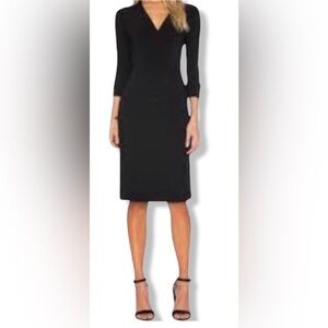 NORMA KAMALI Black V-Neck Shift Dress Simple LBD